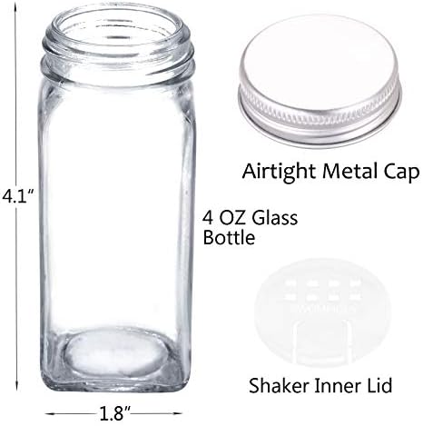 SWOMMOLY 48 Pcs 4 oz Glass Spice Jars with Shaker Lids and 806 White