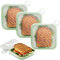 3 Pcs Silicone Sandwich Containers, Green
