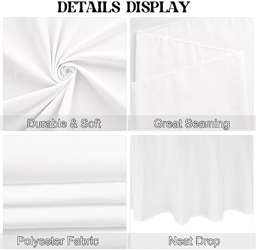 4 Pack Round Tablecloth 90 Inch White Polyester Washable Decorative