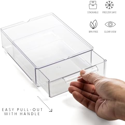 BINO | Clear Stackable Storage Drawers, Small - 3 Pack | Clear Storage