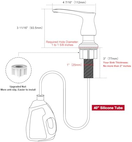 GAGALIFE Kitchen Sink Soap Dispenser, Brushed Nickel, G0086BN-G