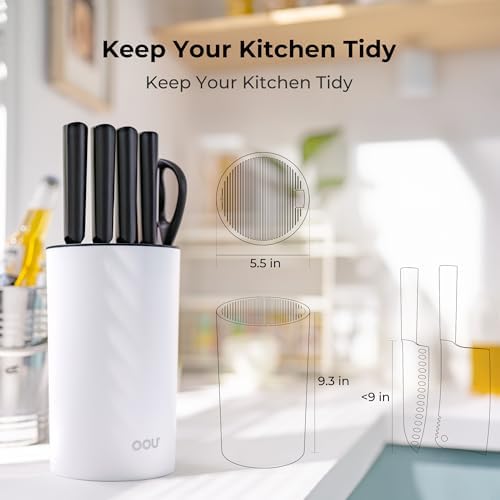 OOU Round Kitchen Knife Block Holder, White