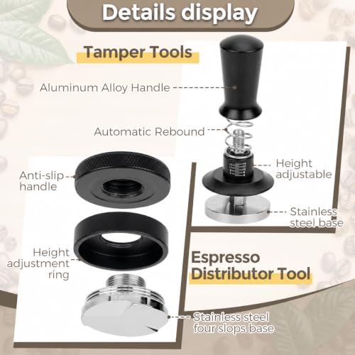 7 Pack Espresso Accessories Kit, 54mm Coffee Tool Set – Tamping
