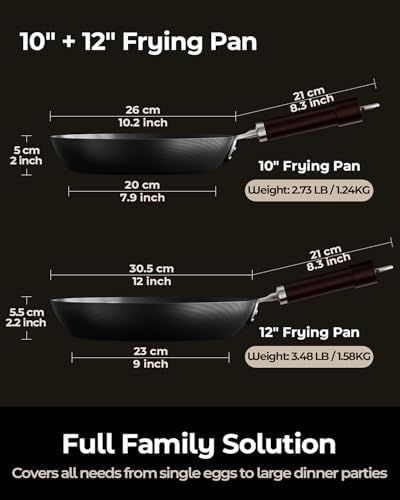 2-Piece Auto-Seasoning Carbon Steel Pan Set 10 & 12 Inch, Deep