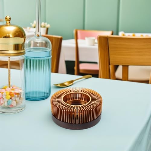 Candle Powered Tea Warmer Set with Wood Base, Aluminum