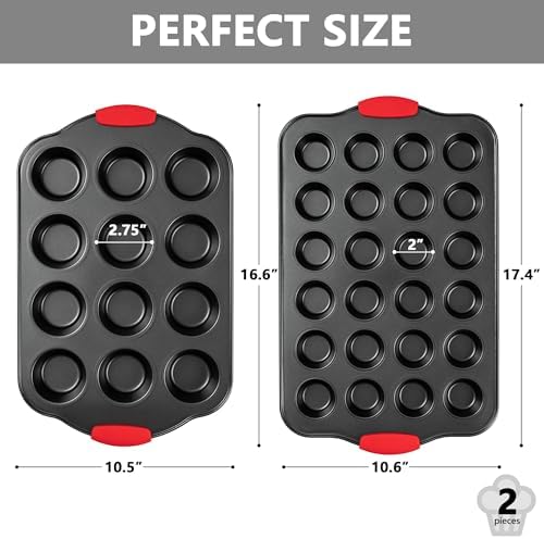 Tiawudi Muffin Pan, Nonstick Cupcake Pan Set, 2 Pack Heavy Duty Muffin