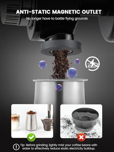 Huanyu 60mm Flat Burr Coffee Grinder, Black