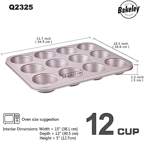 Muffin Cake Pan 12-Cavity, Heavy Duty Carbon Steel, Non-Stick Cupcake