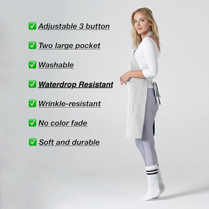 TOSHE Kitchen Apron Waterdrop Resistant Cotton Apron - Image 7
