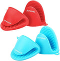 2 Pairs Mini Silicone Oven Mitts, Red and Blue