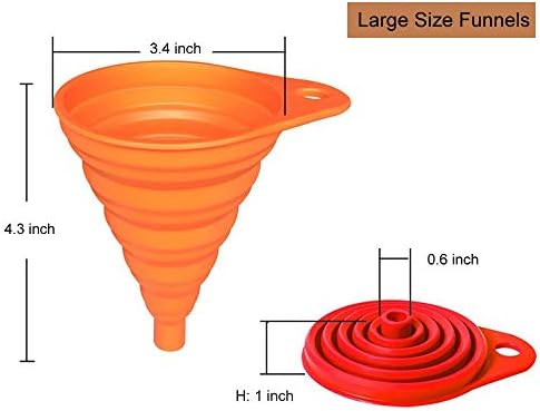 KongNai Silicone Collapsible Kitchen Funnels 4 Pack + Wide Mouth