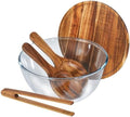 Anyvape 4.8QT Glass Salad Bowl with Lid, Charcuterie Board & Utensils