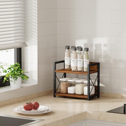 Giikin 2-Tier Countertop Shelf Organizer, Brown, S
