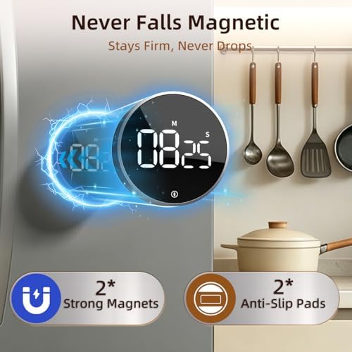 Digital Magnetic Kitchen Timer and Stopwatch, Space Gray