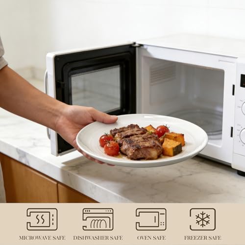 Yachi Ceramic 10 1/4 Inch White Dinner Plates Set of 6 Microwave Oven