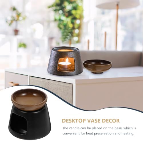 Ceramic Teapot Warmer Base Candle Powered Tea Heater Stand Black