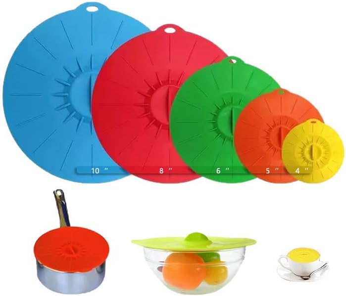 Silicone Microwave Splatter Lids, 5 Pack