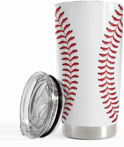 SANDJEST Baseball Tumbler Cup 20oz Stainless Steel Insulated Travel