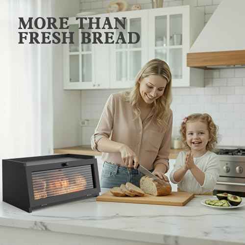 LOHASOK Bread Box for Kitchen Countertop,Black