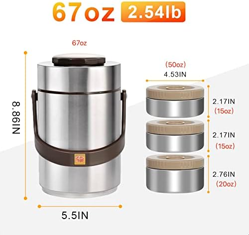 Pawovdeq 67 oz Stainless Steel Food Thermo, Silver