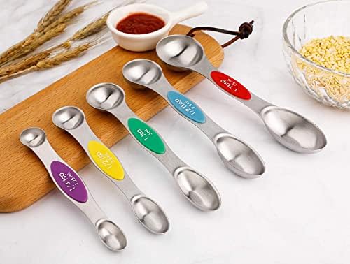 Magnetic Measuring Spoons Set Stainless Steel Dual Sided Stackable