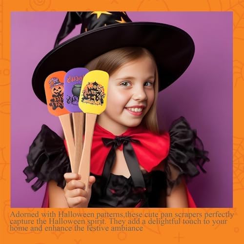 4PCS Halloween Silicone Baking Spatula Set,Fall Cream Spatulas with
