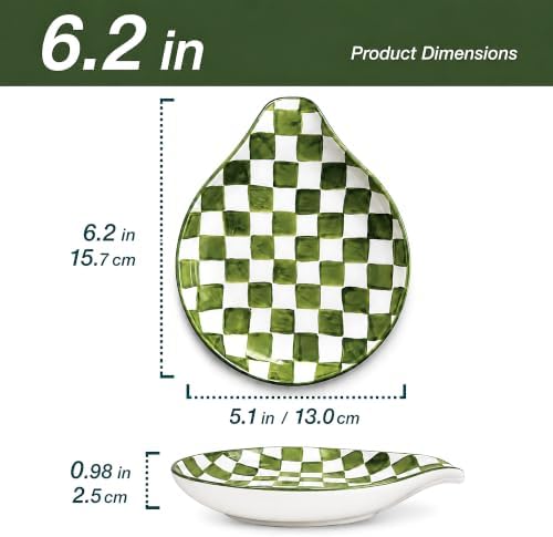 Ceramic Spoon Rest for Stove Top, Spoon Holder for Counter, Green