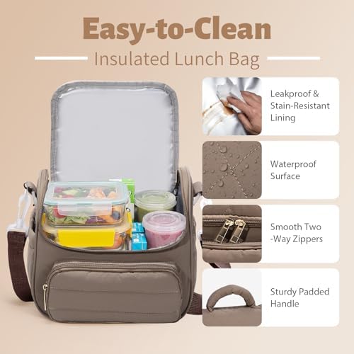 HASHMUST Insulated Puffer Lunch Bag, Camel Set
