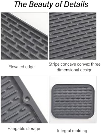 Silicone Dish Drying Mat Extra Large 30x24, Reversible Microfiber