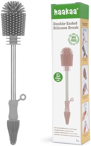 Haakaa Silicone Bottle Brush for Baby Bottles & Crevices, SUVA Grey
