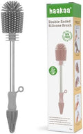 Haakaa Silicone Bottle Brush for Baby Bottles & Crevices, SUVA Grey