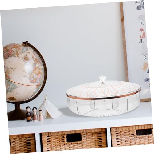 SECFOU Divided Snack Tray with Lid, Plastic Single Layer Organizer Box