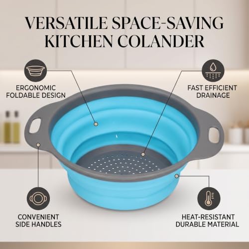 AUNMAS Small Collapsible Colander, PP & Silicone, Space-Saving
