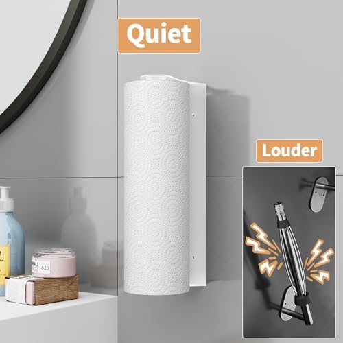 Paper Towel Holder, Under Cabinet Wall Mount, White