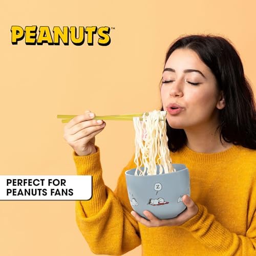 Peanuts Snoopy Microwave Ramen Bowl Set, 20oz Ceramic, Chopsticks