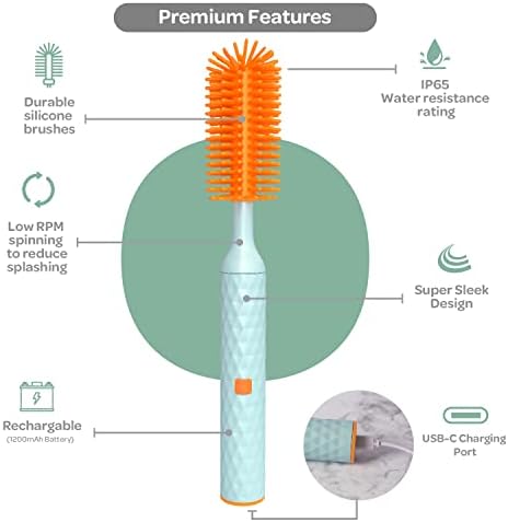 Büki Electric Baby Bottle Cleaning Brush Set - Rechargeable Electric