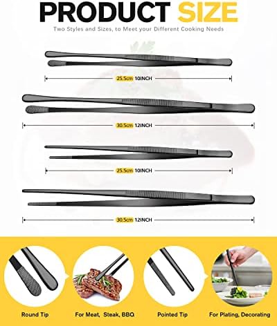 4-Piece Stainless Steel Tweezer Tongs Set