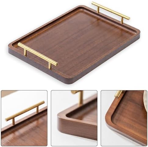 Tiiyee Bamboo Serving Tray with Handles, Ottoman Decorative Trays