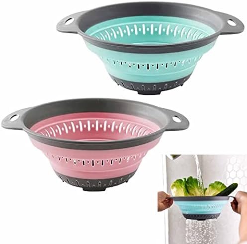 2 Silicone Strainer Colander Collapsible Sifter Drain Pasta Fruit