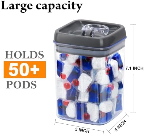 Dishwasher Pod Holder with Lid Laundry Pods Organizer 1.7L Large
