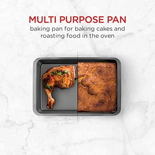 Elbee Home Brownie Pan with Dividers, 13 x 9 Inch Nonstick Carbon