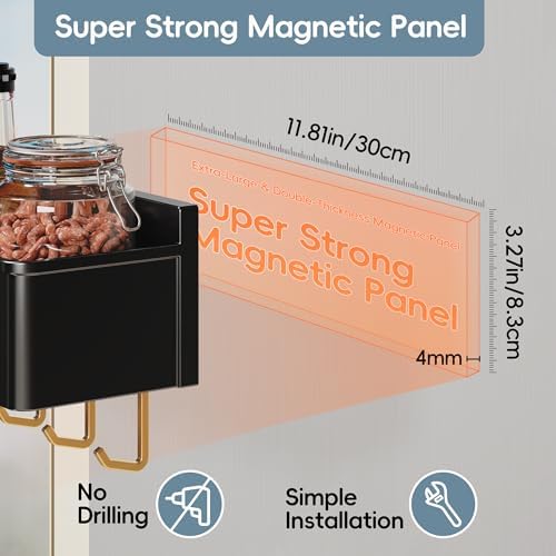 Magnetic Spice Rack for Refrigerator, 2 Pack with Optional Hooks