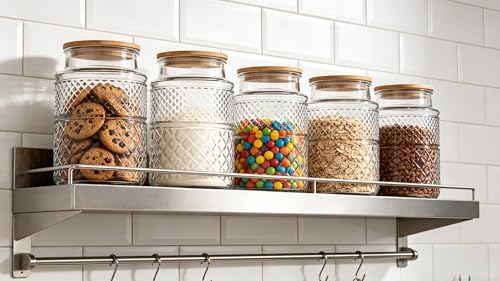 60 FL OZ/0.5 Gal Vintage Glass Storage Jar with Airtight Lid Set of 2