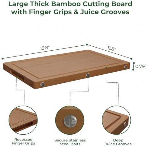 Glue & Formaldehyde-Free,Large Bamboo Cutting Board for Kitchen