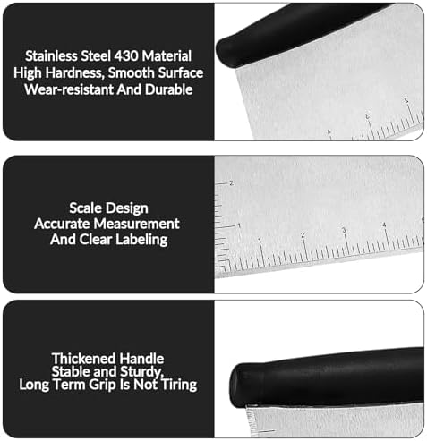 Dough Scraper with Handle, Stainless Steel Pastry Bench Scraper Cutter