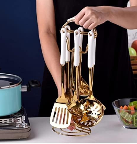 AQUAX Stainless Steel Kitchenware Set, 7-Piece, White & Gold