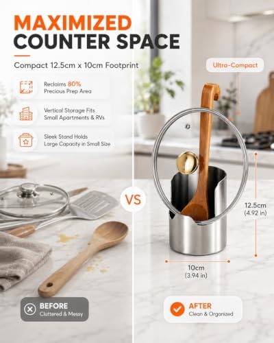 Kitchen Stainless Steel Utensil Pot Lid Holder Countertop
