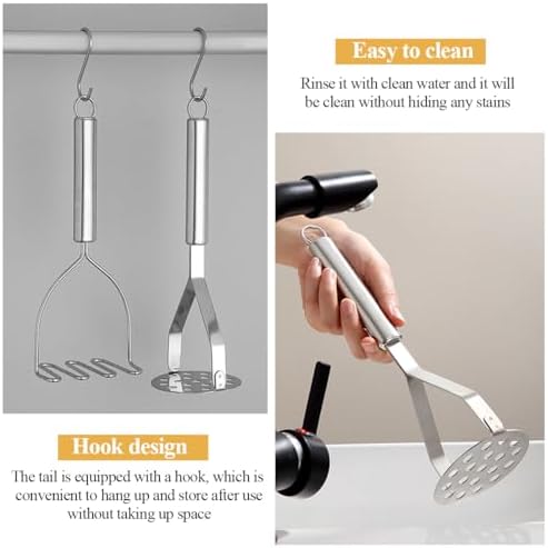 Potato Masher 2 Pcs, Kyraton Stainless Steel Heavy Duty Mash Potatoes
