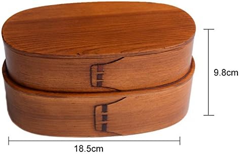 DODY Wooden Japanese Bento Box with Spoon Fork Kit