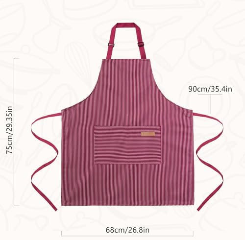 2 Pack Cooking Aprons Adjustable Bib Apron for Women with 2 Pockets